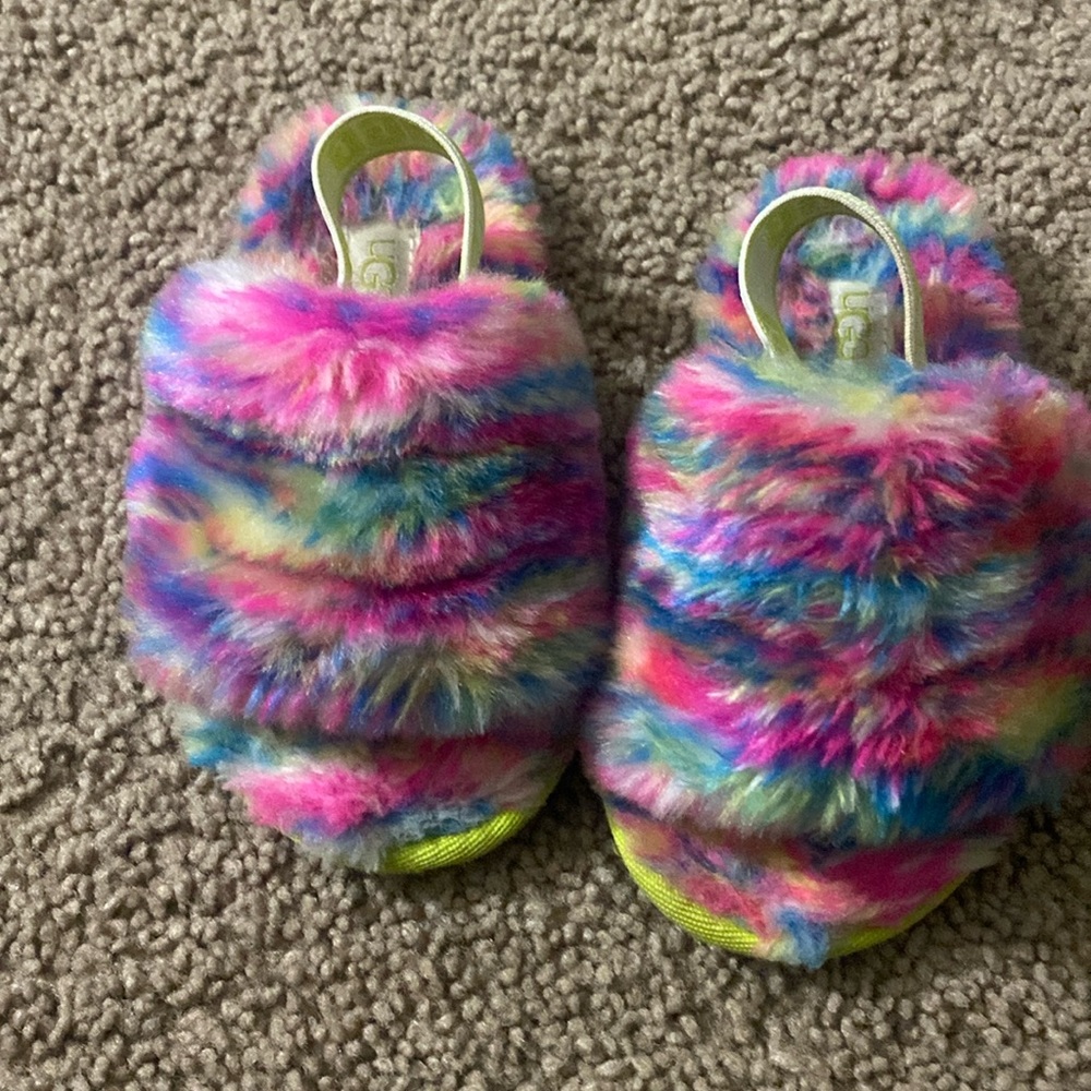 Rainbow UGG Fluffy sandals